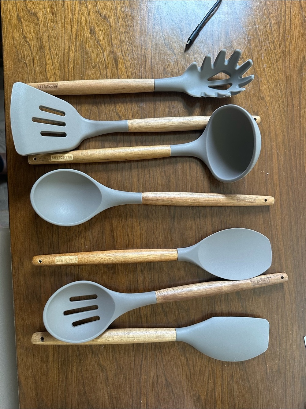 Brandless Gray Silicone & Acadia Wood Kitchen Utensil Set 8 PCs